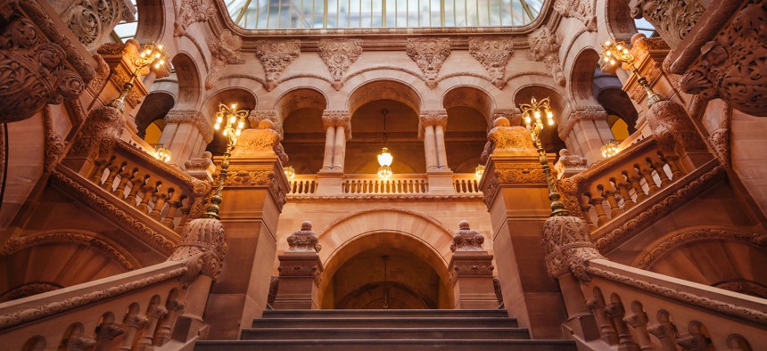 USA, New York, Hudson Valley, Albany, New York State Capitol Building, The Million Dollar Staircase