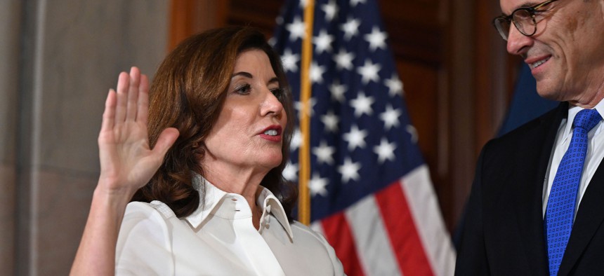 Perhaps more than anything else, the story of Kathy Hochul’s first year is one told in a series of dollar signs, with a term characterized by copious amounts of cash.