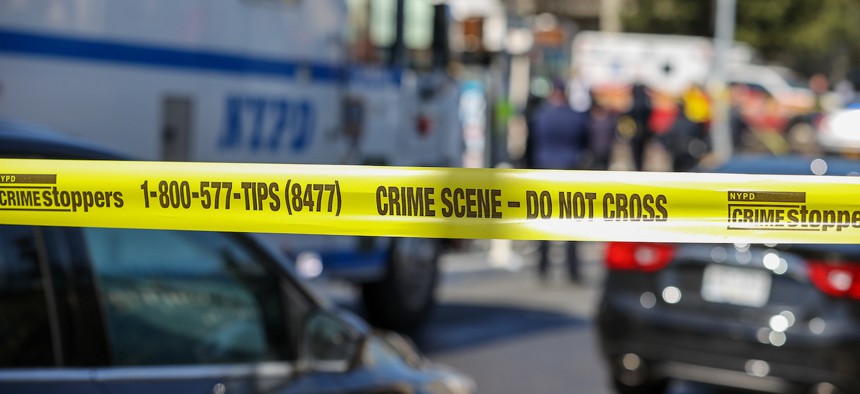 An NYPD crime scene set up in Brooklyn earlier this year.