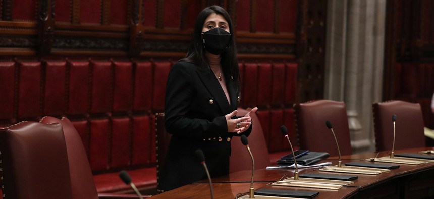 NYS Senator Jessica Ramos speaks during session regarding passage of bills that help small business in NYS during the pandemic.