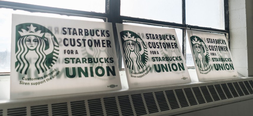 The Starbucks Workers United hub in Buffalo on November 16, 2021.