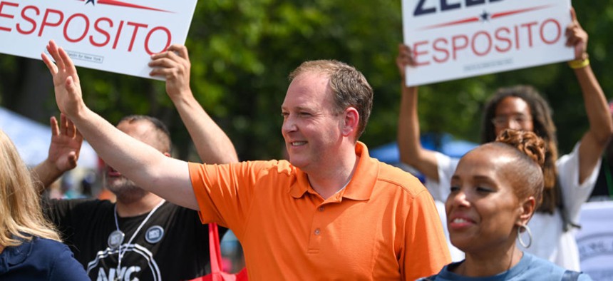 NEW YORK, NEW YORK - SEPTEMBER 05: Representative Lee Zeldin (R-NY) participates in the annual West Indian Day parade on September 5, 2022 in the Brooklyn Borough of New York City. 