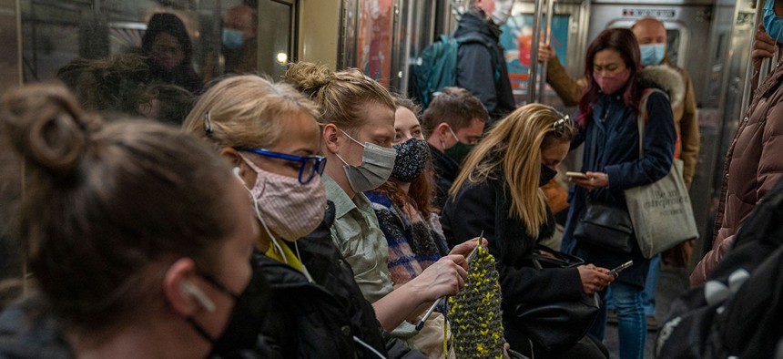 Crowded subway in New York City