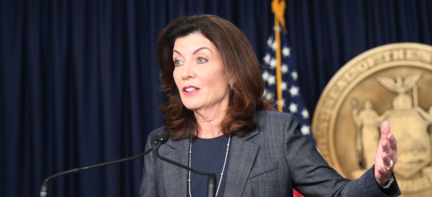 Gov. Kathy Hochul today announces the state’s response to Hurricane Fiona and efforts to aid the people of Puerto Rico from her offices in New York City