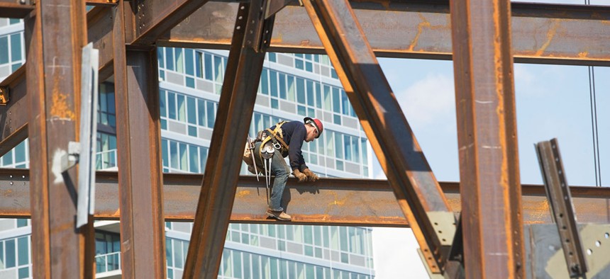 Construction worker on site in New York City