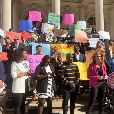 Electeds rally for universal child care bills package