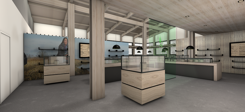 Rendering of the dispensary interior at Little Beach Harvest. 