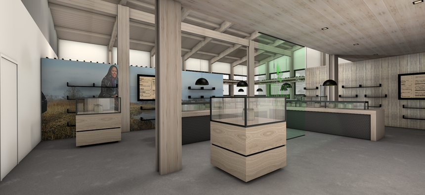 Rendering of the dispensary interior at Little Beach Harvest.