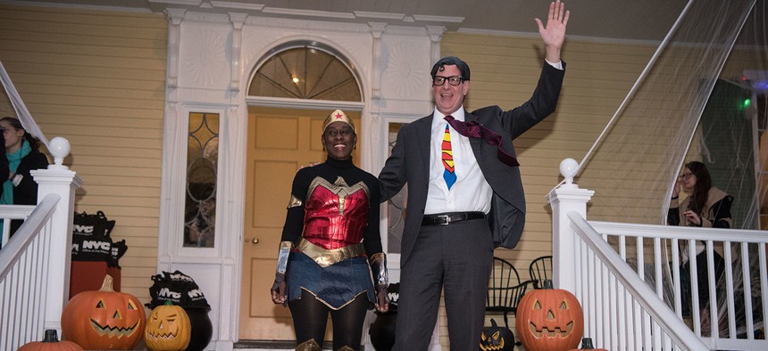 Former Mayor Bill de Blasio took Halloween very seriously. All eyes are now on Eric Adams.