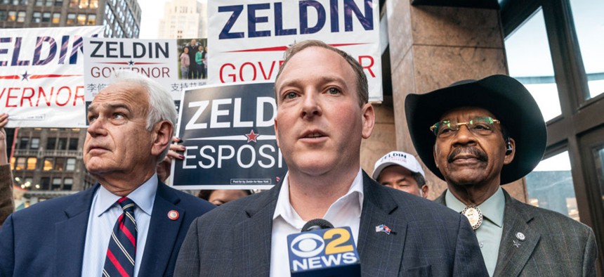 Rep. Lee Zeldin gave up a seat in Congress to become the first Republican to lead New York since 2006.