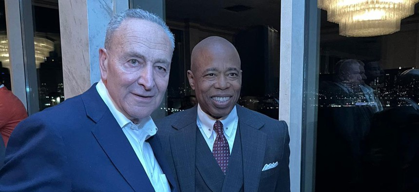 Senate Majority Leader Chuck Schumer and New York City Mayor Eric Adams attended the Brooklyn Democratic Party Gala Tuesday night.