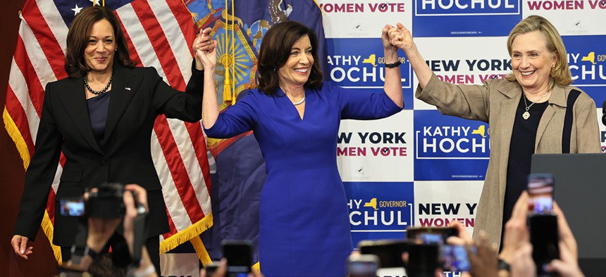 Vice President Kamala Harris, Gov. Kathy Hochul and Hillary Clinton campaigned this week in New York City.