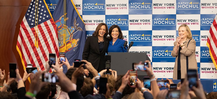 Vice President Kamala Harris, Gov. Kathy Hochul and Hillary Clinton campaigned this week in New York City.