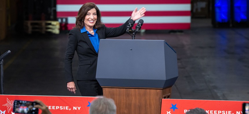 October 6, 2022 - Poughkeepsie, NY - Governor Kathy Hochul at IBM announcement with President Joe Biden.