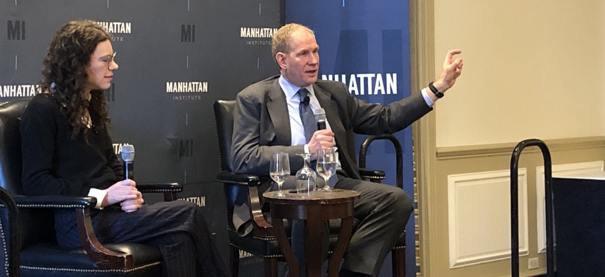 MTA Chair and CEO Janno Lieber speaks at a Manhattan Institute event on Monday.