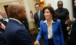 New York City Mayor Eric Adams and Gov. Kathy Hochul at the Association for a Better New York breakfast Wednesday.