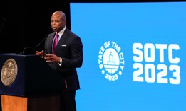 Mayor Eric Adams delivers his 2023 State of the City address at Queens Theater