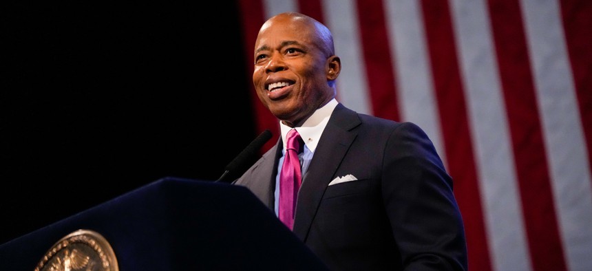 New York City Mayor Eric Adams delivers his 2023 State of the City address at Queens Theater on January 26, 2023