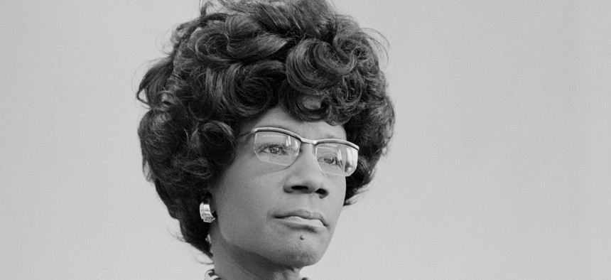 Congress Member Shirley Chisholm announces her candidacy to run for president on  January 25, 1972.