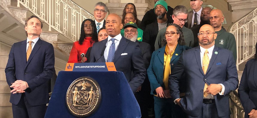 New York City mayor Eric Adams announces a tentative contract agreement with District Council 37 to pilot remote work for some city employees.
