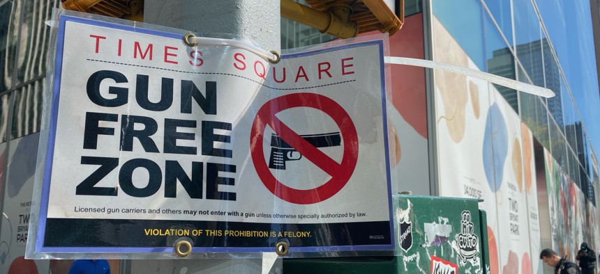 Times Square Gun Free Zone sign