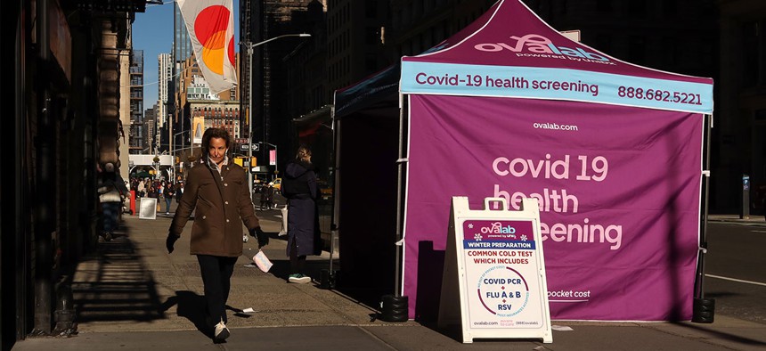 A COVID-19 testing site on 5th Avenue in January 2022.