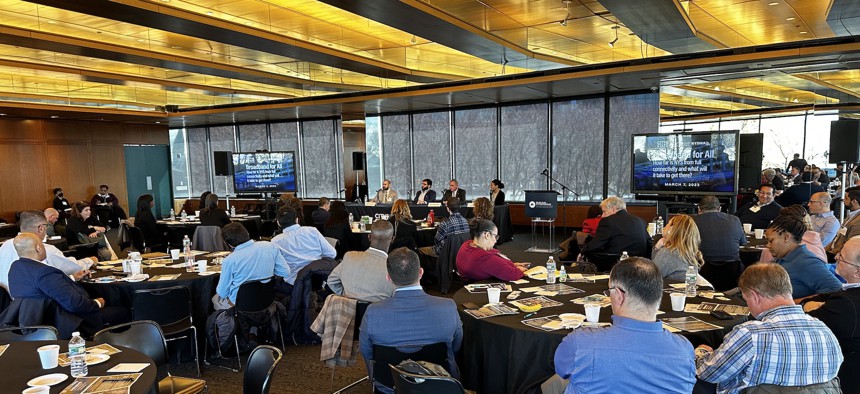 Attendees at City & State’s Broadband for All event Tuesday at the Museum of Jewish Heritage in Lower Manhattan