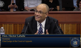 Screenshot of Hector LaSalle at the Judiciary Committee Hearing