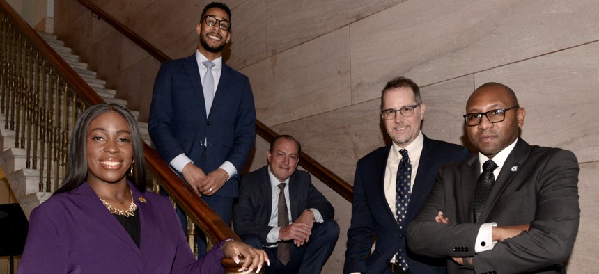 Bronx Borough President Vanessa Gibson, Brooklyn Borough President Antonio Reynoso, Staten Island Borough President Vito Fossella, Manhattan Borough President Mark Levine and Queens Borough President Donovan Richards