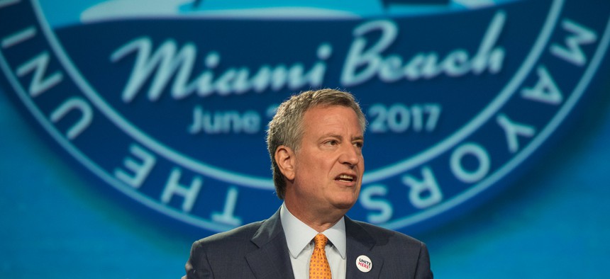 De Blasio went to Miami Beach, FL, for the United States Conference of Mayors in 2017.