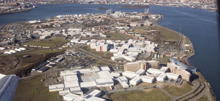 Aerial view of Rikers Island