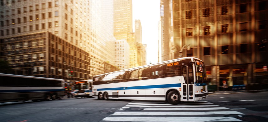 NYC bus in Manhattan.