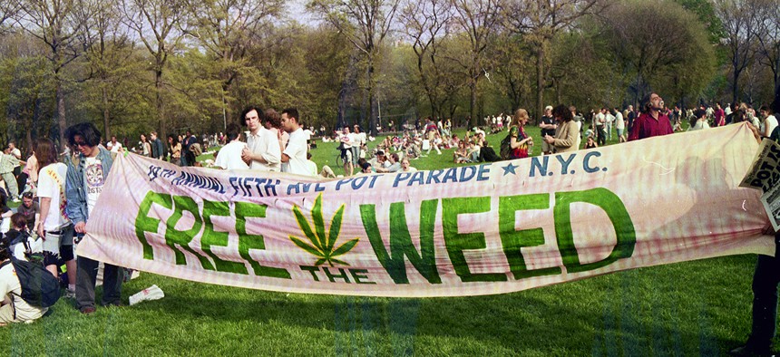 NEW YORK, NY - June 1992: MANDATORY CREDIT Bill Tompkins/Getty Images Legalize Marijuana March June 14th 1992 in New York City. 