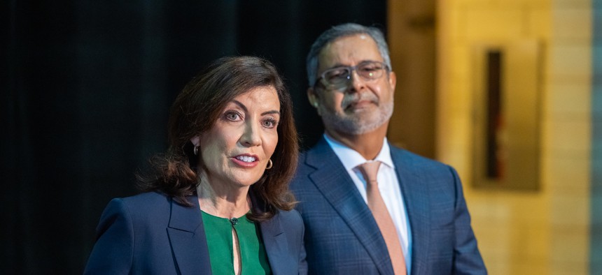 Gov. Kathy Hochul and Micron CEO Sanjay Mehrotra announced a community engagement committee for the massive project.
