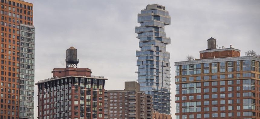 A view of apartments and office blocks in Manhattan's Financial District.