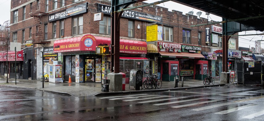 Roosevelt Avenue in in the Jackson Heights neighborhood of Queens.