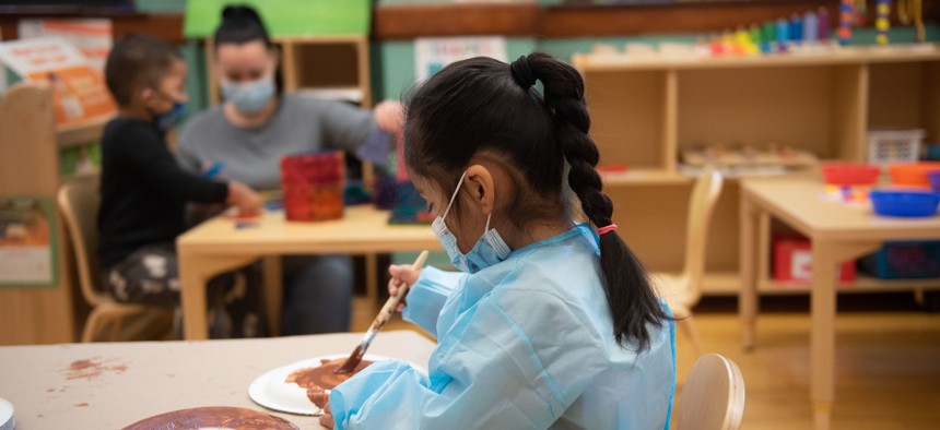 A student at the Joan Snow Pre-K Center in Brooklyn on November 30, 2021