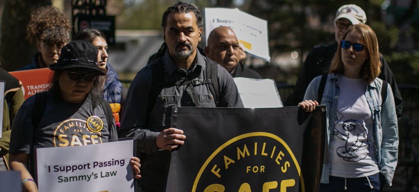 Activists pushed lawmakers to pass Sammy’s Law, which would allow New York City to set its own speed limits, through the state Senate this year.