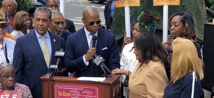 Mayor Eric Adams heartily endorsed Assembly Member Inez Dickens in the hotly contested District 9 primary in Harlem.