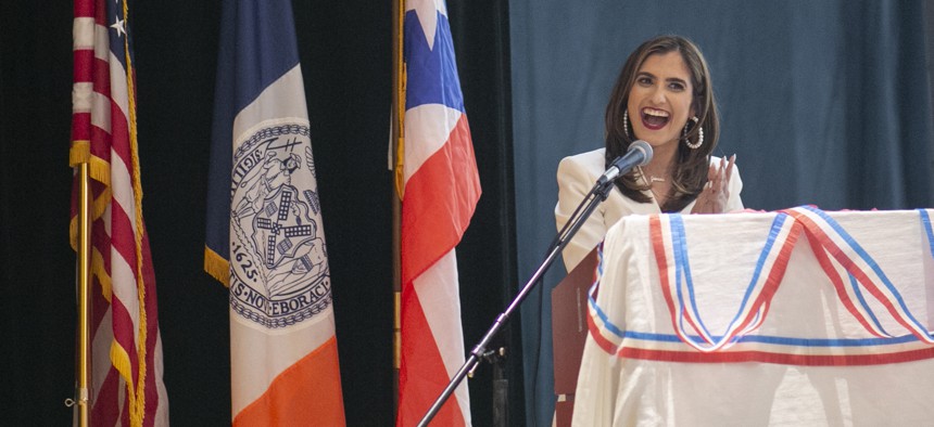 Marjorie Velázquez at her inauguration last year, but the road to a second term could be difficult.