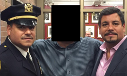 Edward Caban (left) with twin brother James Caban (right) and another police officer in 2015.