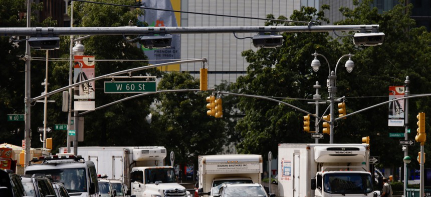 Scanners to be used in congestion pricing are already going up around Manhattan.