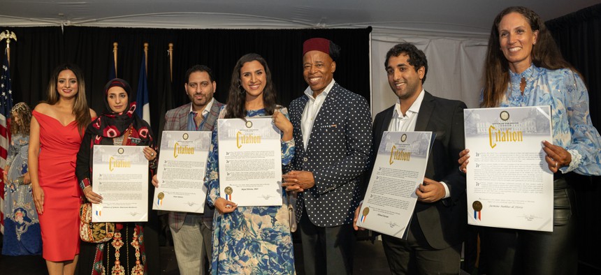 New York City Mayor Eric Adams hosted the first-ever mayoral reception to celebrate the culture and heritage of the Arab community at Gracie Mansion on Aug. 24, 2023.