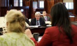 DOC Deputy Commissioner for Legal Affairs Paul Shechtman (left) testifies at a City Council hearing on May 30, 2023.