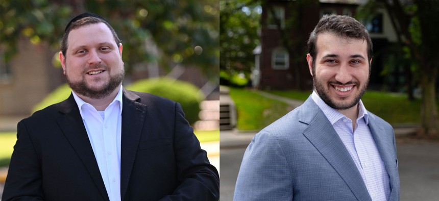 David Hirsch, left, and Sam Berger, right, are vying to represent the 27th Assembly District in Queens.