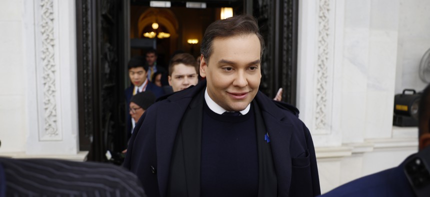 George Santos leaves the U.S. Capitol after his fellow members of Congress voted to expel him from the House of Representatives on Dec. 1, 2023