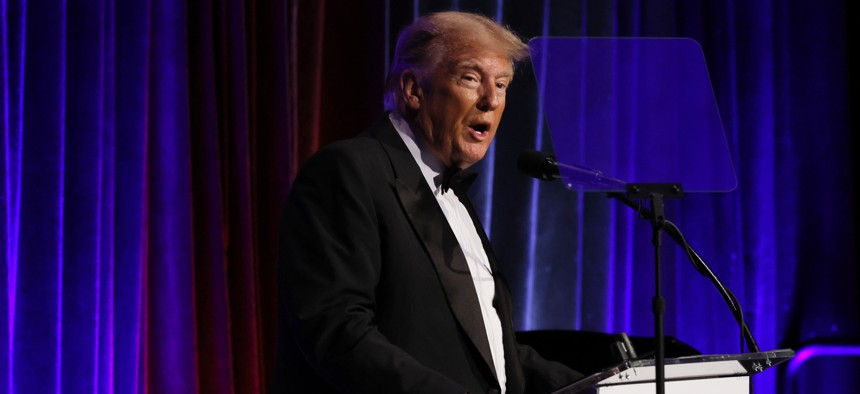 Former President Donald Trump speaks at the New York Young Republican Club Gala on Saturday.