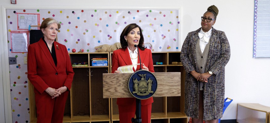 Gov. Kathy Hochul announced new funding for child care Wednesday.