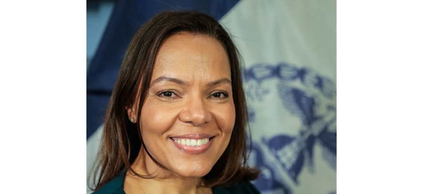New York City Mayor Eric Adams announces the appointment of Ana Almanzar as deputy mayor for strategic initiatives at City Hall on May 26, 2023.