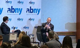 ABNY Board Chair Steven Rubenstein left, and Rep. Hakeem Jeffries, right